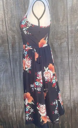 New YATHON Summer Dress Size Small Beach Sundresses Vintage Ruched Bust A Line Black