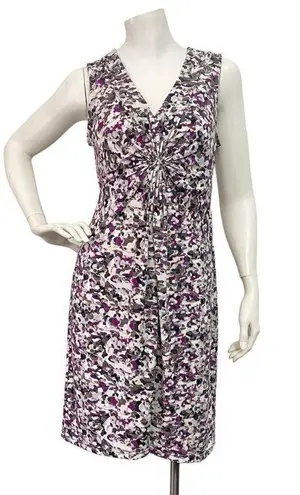 Daisy Fuentes  Purple Gray Combo Abstract Sleeveless Dress Small Twisted Preppy