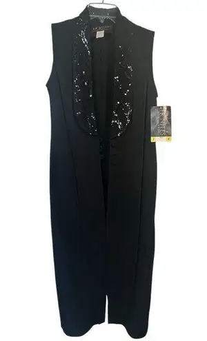 JR Nites Long Tuxedo Vest Black Sequined Collar Sz 5 / 6 NWT