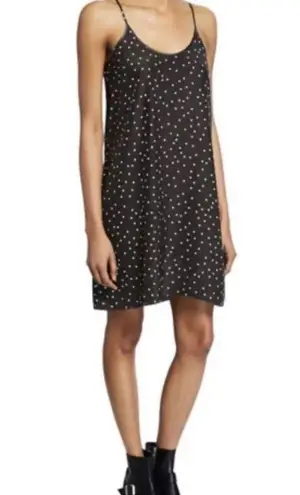 Atm 100% Silk Black White Polka Dot Slip Dress. NWT. Size Medium