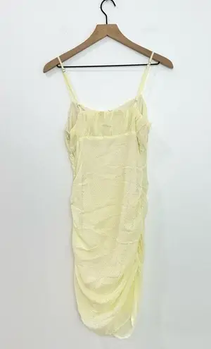 Storia  Monochromatic Floral Print Mini Dress Yellow Floral Strappy Ruched Medium