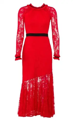 Three Floor Split Tease Dress Red Lacey size 0