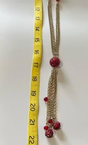 Elegant Rhinestone Crystal Clayball Long Necklace Disco Ball Boho Chic Whimsical Red