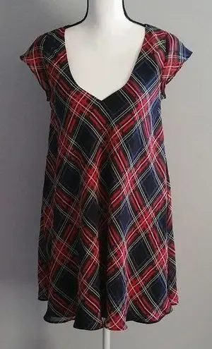 Like Mynded Plaid Short Sleeve Sheath Dress S