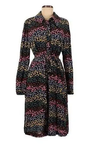 NWT Boden Charlotte in Navy Rainbow Leopard Button