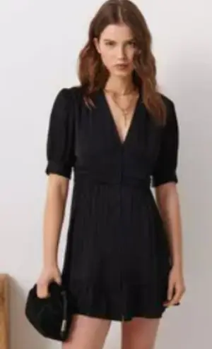 Ba&sh NWT Daniela Short Sleeve Mini Dress Black Marbled Size 3 / Large $250