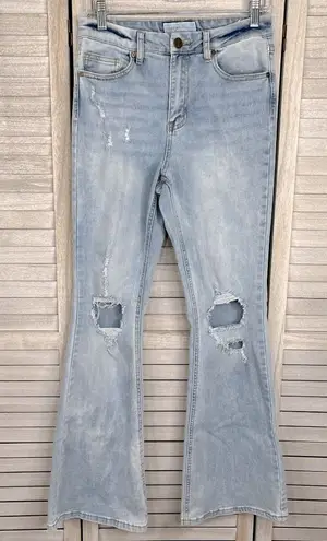 Ban Jara BAN.JARA Distressed/Ripped Flare Leg Light Wash Jeans-7