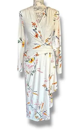 Rachel Roy Nola Size XS White Floral V-Neck Jersey Wrap Midi Dress Wedding Event