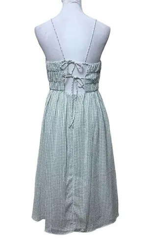 Love, Bonito Smocked Midi Dress Green Gingham Women’s M Back Tie Size M