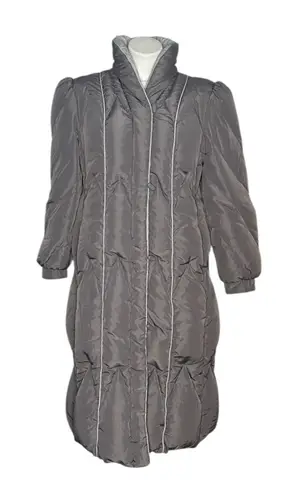 VINTAGE Down Grey Puffer Coat sleeping Bag Coat Long Line Womens Fits Medium Gray