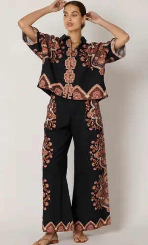 Cleobella Martin Pants & Jeni Blouse Dark Lagos Print Size XS