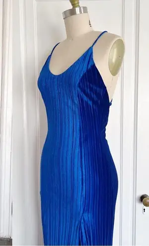 Majorelle • Fantasia Dress gown backless maxi Cobalt Blue pleated velvet formal