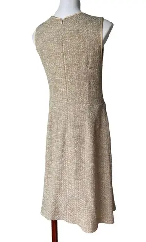 St. John Collection Sleeveless Textured Knit Dress Ecru, Sz 6 (missing belt)