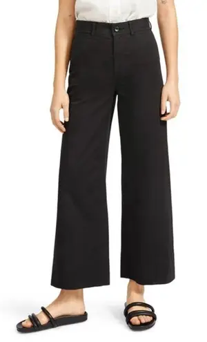 Everlane  Women's The Lightweight Wide Leg Crop Stretch Cotton Pants in Black 6