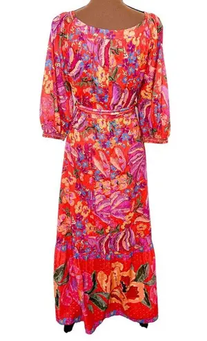 Farm Rio Red Spring Bananas Maxi Dress Size Small NWT