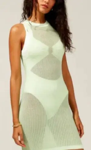 Solid & Striped The Carson Dress Mesh Swim Cover Up in Pistachio Size Small