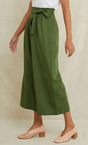 Amour Vert Frankie Cropped Wide Leg Cotton Linen Pants in Terracotta
