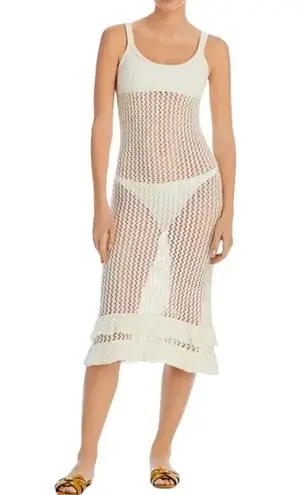 Capittana Crochet Boho Midi Dress Swim Beach Pool Cover Up Ivory Size M/L NWT