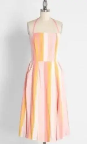 Modcloth  x Collectif Sandy-Lynn Peachy Stripe Dress Sz.14