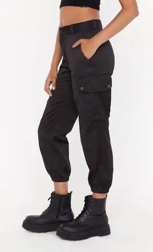 Nasty Gal  Gal After Party Vintage At Ease Pants Small Black Cargo Joggers Y2K