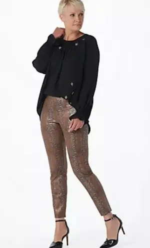 Dennis Basso Brown Metallic Printed Scuba Leggings Size XS NWOT