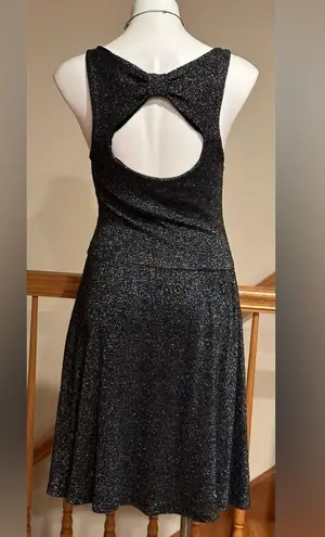 Green Dragon California Black Metallic Silver T Shirt Dress Cut Out Bow Sz S