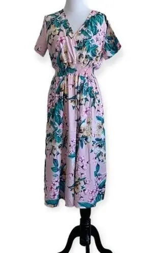 SheIn  women’s medium floral faux wrap midi‎ dress