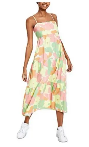 Social Standard By Sanctuary Floral Fiesta Smocked Tiered Midi Multicolor Dress Green Size L