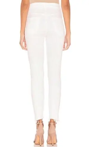 MOTHER Denim Stunner Zip Ankle Step Fray Jeans in Little Miss Innocent Rinse 27 White