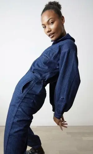 The Only Jane Boiler Suit Blue Jump Two Denim Long Sleeve High Neck Jumpsuit 6