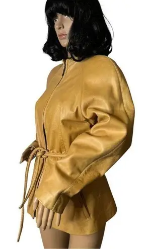American Vintage Vintage Martani Moda Yellow Retro collarless belted Coat size medium