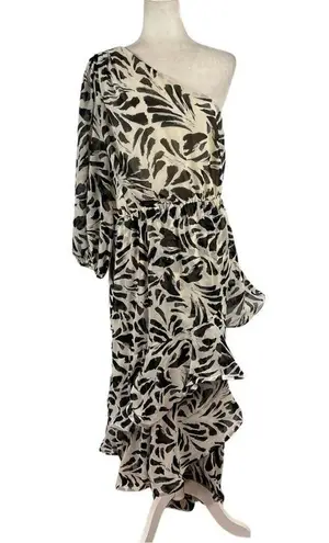 Alexis Botanical Printed One Shoulder Ruffle Tiered Asymmetric Dress Plus SZ XL