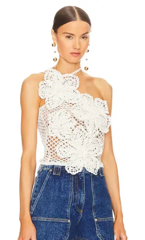 Cult Gaia NWT Nazanin Crochet Halter Top Off White M