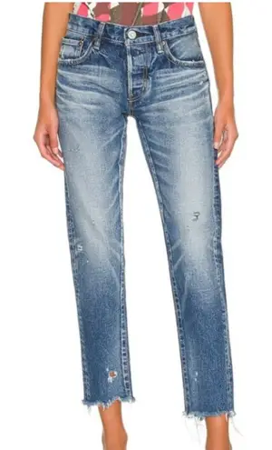 Moussy Vintage Howa Distressed Raw Hem Jeans Size 28 Blue
