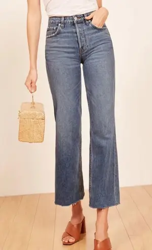 Reformation  Fawcett High Rise Wide Leg Crop Denim Jeans in Celtic Wash