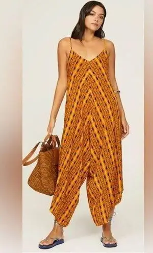 RTR KahindoKano Jumpsuit Orange/Mustard Wide Leg Sz XL 1 pc boho print Orange