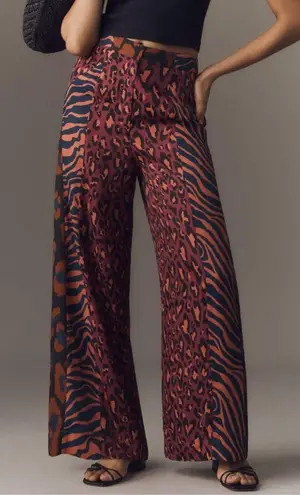 Lowry Farm Pants Farm Rio Mixed Print Wide-Leg Pants, Size L