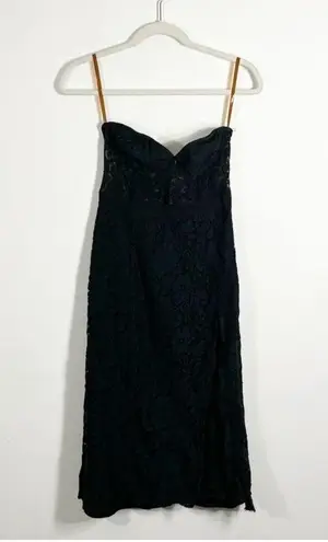 Fame and Partners Mariposa Black Lace Strapless Midi Dress Size 2
