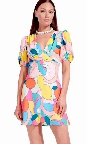 STAUD Mini Dress in Citrus Kaleidoscope NWT