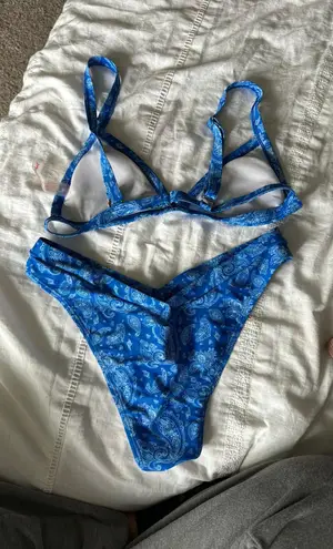 SheIn blue bandana print swim suit