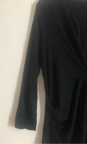 Harvé Benard Harve Benard V-Neck 3/4 Sleeve Gathered Front Tunic Sweater Top