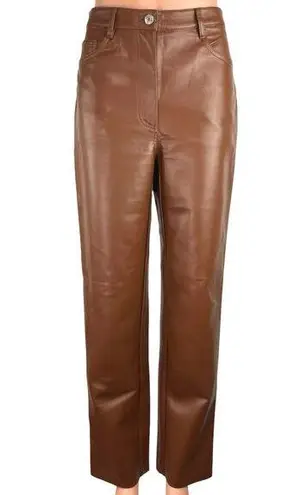 Aritzia  Wilfred Brown Faux Leather High Rise  Straight Leg Pockets Ankle Pants 6