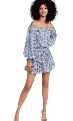 MISA Los Angeles NWT Zonia Mini Chiffon Dress in Scorpios Tile Size S Blue