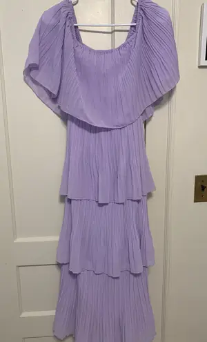 Amazon Purple Tiered Ruffle Dress