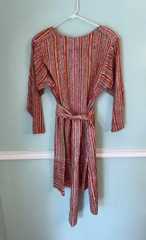 Vtg 1960's Polly Hornburg Original "Calypso" Silk Belted Dress 12 Red Stripe