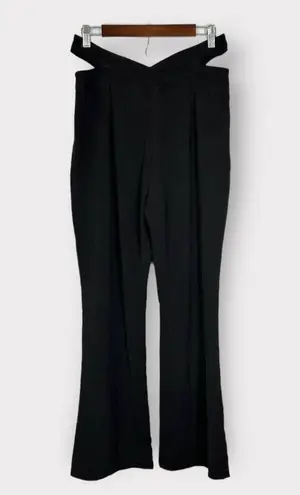 Elodie Cut Out Waist High Rise Flare Pants Black Women's Size Large NWT