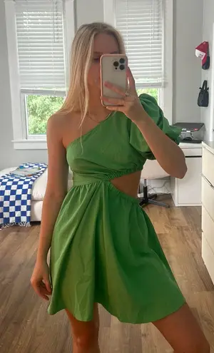 Green Puff Sleeve Dress Size XS