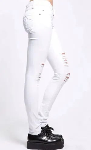 Tripp NYC Jeans White Knee Slit Jeans Sz 3/26 EUC Skinny Distressed Denim