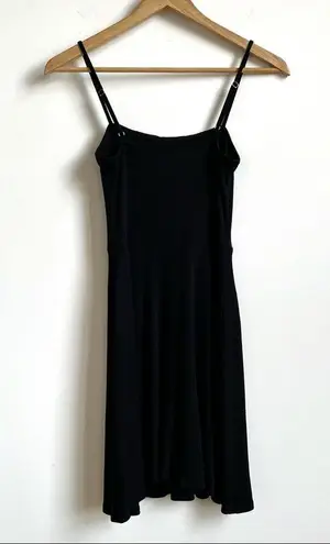 Soprano  Y2K Rib Knit Fit and Flare Cami Dress Black Small