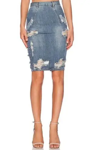 One Teaspoon ONE by  X Freelove Denim Pencil Skirt size 25 Dusty Blue NEW